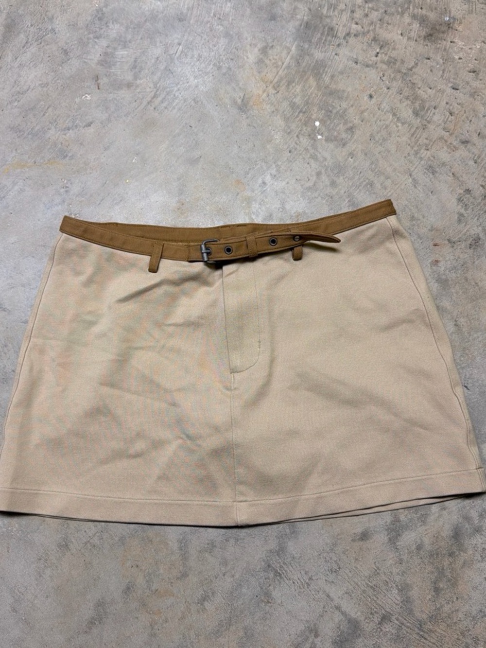 American Eagle Outfitters Beige Mini Skirt with Brown Waistband